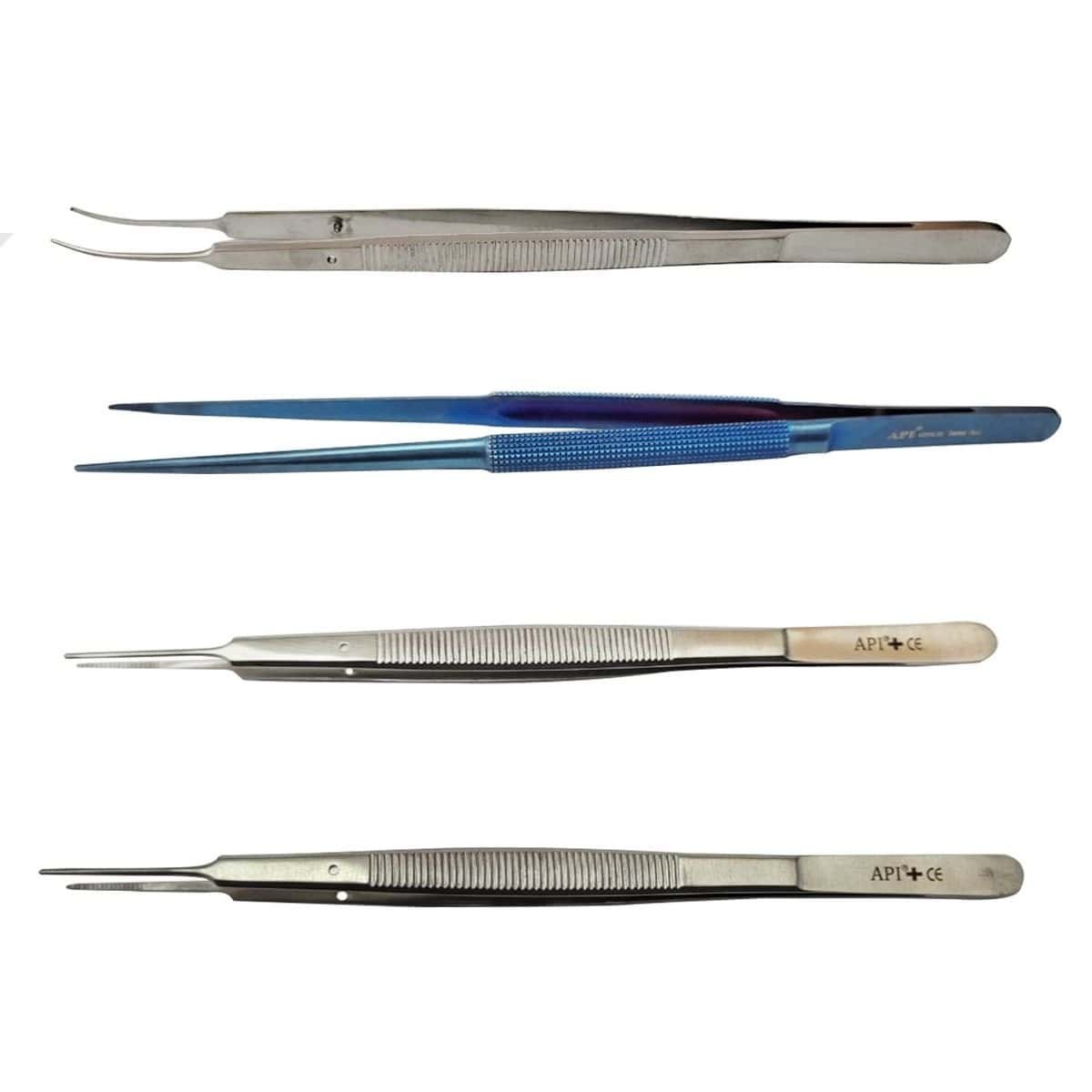 Precision dental tweezers with fine tips for oral hygiene and dental procedures.