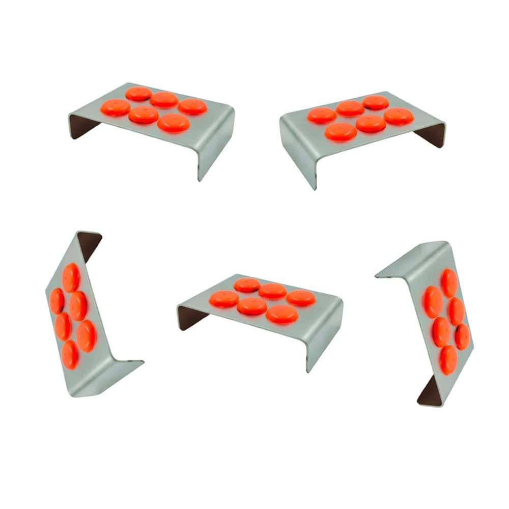 Shaped rubber orthodontic wax guards for dental braces.